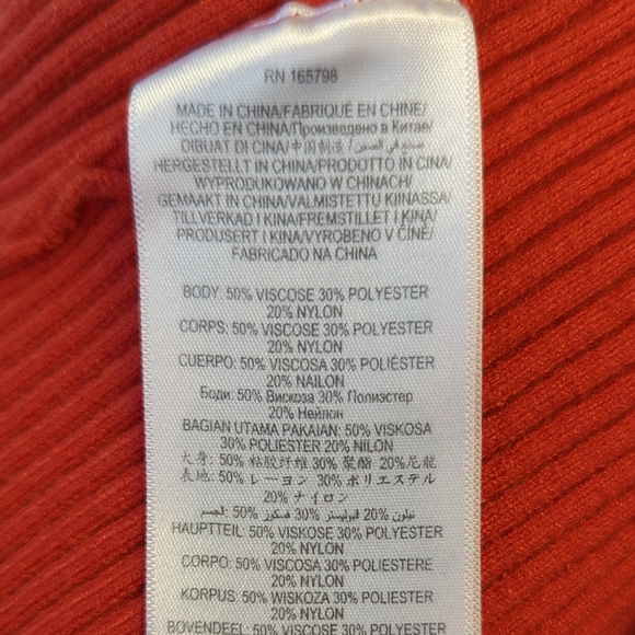 30037 Herve Leger Ribbed Knit Cold Shoulder Sweater Orange size Small fall - Picture 5 of 7